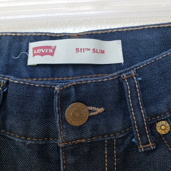 Levis 511 Slim Straight Leg Jeans Dark Wash Crop - Picture 3 of 8